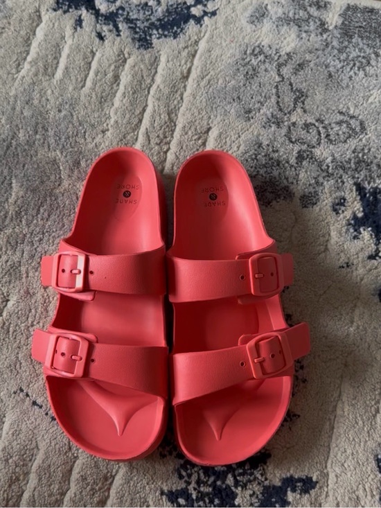 Shade Shore Shoes - Unbranded Women’s Double Buckle Slide Sandals in Coral Pink